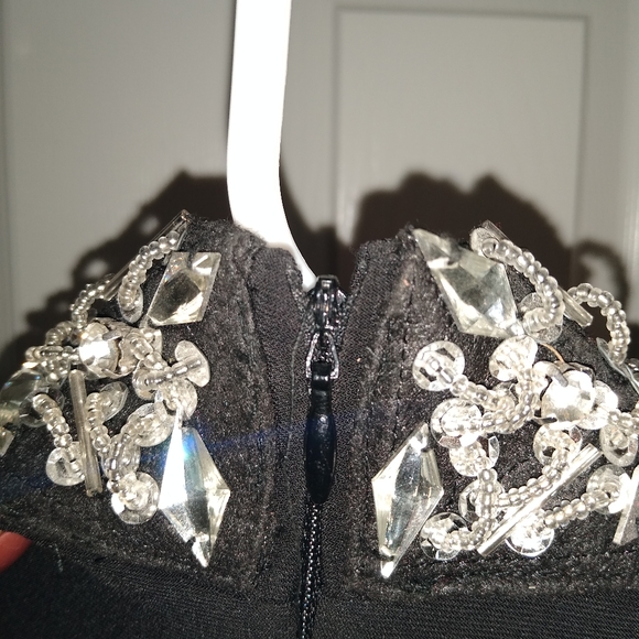 Hot Miami styles blinged out collar black dress - Picture 4 of 5